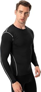 Men's Slim Fit Compression Long Sleeve Performance Shirt Premium Quick Dry Eco-Friendly Spandex/Polyester Base <b>Layer</b> <b>Top</b> - Product Image 3