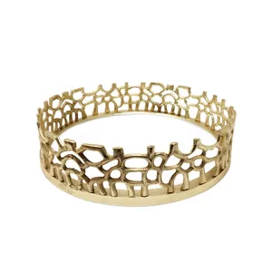 Premium Export Quality Decorative Metal <b>Tray</b> for Global Wholesale Markets Handmade Luxury Display TrayPremium <b>Gold</b> Decorative - Product Image 2