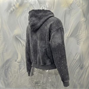 Sudadera con Capucha y Cremallera para Hombre Snow Grace, Corte Holgado, Estilo Informal de Invierno, Diseño con Letras Impresas en Negro - Product Image 2