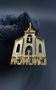 Colgante de Moissanita con Diseño Religioso de Iglesia, Joyería Hip Hop Chapada en Oro de 14K con Plata 925, Regalo de Joyería Fina para Amigos - Product Image 2