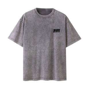 เสื้อยืดผู้ชายทรงหลวมสไตล์ใหม่ ผ้าฝ้าย 100% คุณภาพดีที่สุด ล้างสีแบบแอซิดวอช สีพื้น พิมพ์โลโก้ได้ตามต้องการ ระบายอากาศได้ดี เป็นมิตรกับสิ่งแวดล้อม เหมาะสำหรับฤดูร้อน - Product Image 1