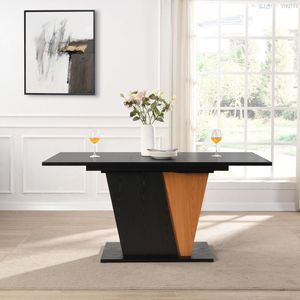 Tavolo da Pranzo Allungabile Moderno da 61,81 Pollici con Vano Portaoggetti Integrato, Struttura in Metallo Robusto e Base in MDF - Product Image 1