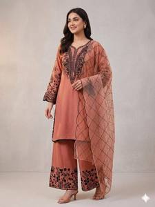 Ensemble de costume pakistanais brodé pour femmes avec dupatta – Robe de soirée de luxe Salwar Kameez - Product Image 2