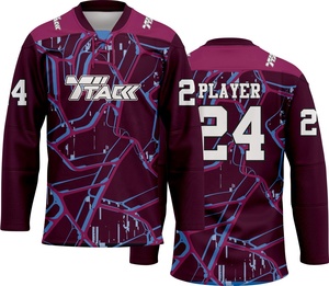 Camiseta de hockey sobre hielo ajustada de alta calidad, diseño personalizado con logotipo de nombre de equipo, camisas de sublimación al por mayor, ropa de hockey sobre hielo - Product Image 3