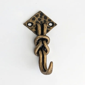 Gold patina wrought iron hook antique style <b>wall</b> & Door coat hook - Product Image 2