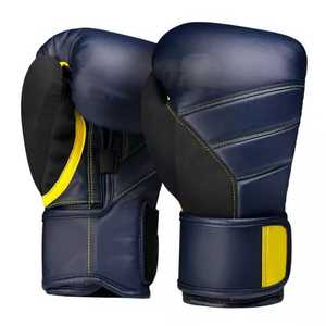 Guantes de boxeo de cuero azul más vendidos con soporte para muñeca y función de estiramiento OEM personalizado al por mayor para artes marciales - Product Image 6