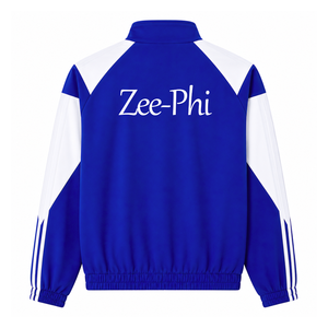Zeta Phi Beta Nylon Windbreaker Set Embroidered <b>Zip</b> <b>Up</b> Track Jacket Jogger Pants ZPB Blue And <b>White</b> Women's Sports Tracksuit - Product Image 3