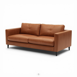 Sofá Moderno y Elegante de Cuero Vacuno de 2 Plazas con Brazos Minimalistas, Tapicería Premium para Espacios Modernos - Product Image 1