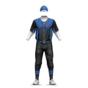Custom Sublimated Baseball Uniform Set Men's Black Blue Jersey Pants with Name Number Back Print Moisture Wicking All Seasons - Product Image 2