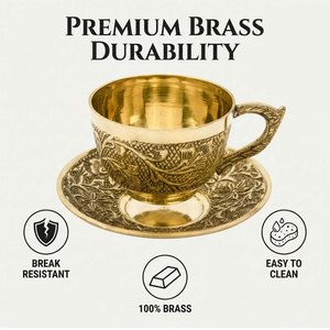 Juego de Taza y Platillo Chapado en Oro de Primera Calidad con Diseño en Relieve, Taza Hecha a Mano de Calidad Premium para Servir, Regalo Ideal - Product Image 2