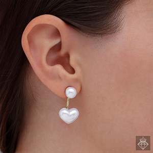Sophisticated Heart-Shaped <b>Pearl</b> <b>Earrings</b> by PRAO - Product Image 3