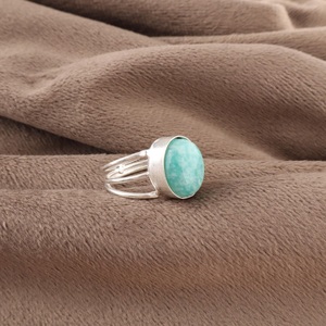 Anillo de Amazonita Natural en Plata de Ley 925, Joyería Artesanal con Piedras Preciosas, Regalo para Mujer - Product Image 3