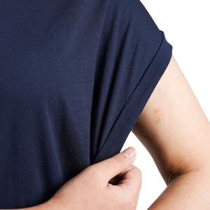 Camiseta Personalizada para Mujer, Cuello en V, Corte Holgado, Informal, para Gimnasio, Transpirable, de Algodón Suave, para Fitness, Yoga, Running, Deportes, Color Azul Marino - Product Image 2