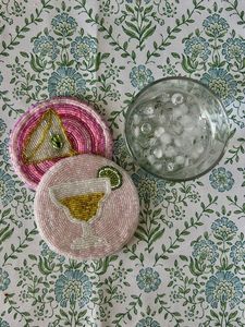 Hand Embroidery Seed <b>Bead</b> Classic Design Eco-Friendly Glass <b>Coaster</b> Decorative Mug Mat Tea Cup Holder Dining Table Decoration - Product Image 3