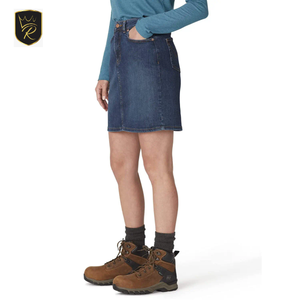Jupe en jean streetwear pour femme, coupe ample, bleu clair délavé, jambe large, couleur unie, polyester/coton, boutonnée, automne - Product Image 2