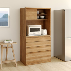 Meuble de rangement moderne en bois brun pour salon et bureau à domicile avec 2 tiroirs, 2 étagères et roulettes, marque Shirai - Product Image 2