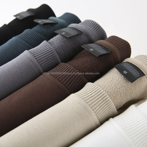 Mode surdimensionné unisexe brodé de haute qualité sweat-shirt uni à col rond en coton french terry sweat-shirts pour hommes - Product Image 5