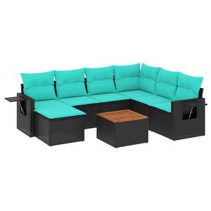 Ensemble de canapés de patio en polyrotin noir, 8 pièces, avec coussins, ensembles de jardin - Product Image 2