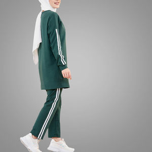 Nuevo Conjunto Deportivo Informal Personalizado para Mujer, Tejido Transpirable, Corte Regular, Top Deportivo Largo, Chándal Modesto de Talla Grande con Bordado - Product Image 4