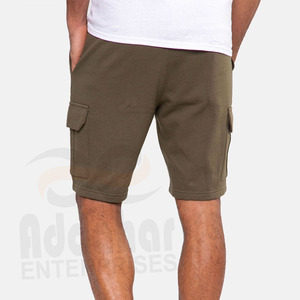 Pantalones Cortos Cargo para Hombre, 100% Algodón, Cintura Media, Cierre con Cordón, Color Sólido, Casual, Transpirable, Largo Bermuda, con Bolsillos - Product Image 5