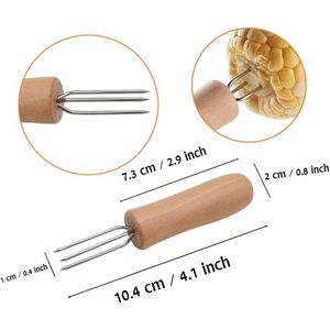Paquete de 8 Soportes para Maíz de Acero Inoxidable con Mango de Madera para Asar y Rostizar - Accesorios para Barbacoa - Product Image 3