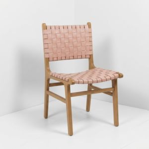 Chaise de jardin en teck avec dossier en sangle de cuir tressé et cadre de support pour l'hôtellerie de luxe, les villas, les bistrots et les projets contractuels - Product Image 3
