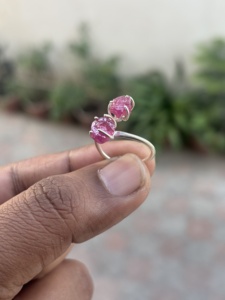 Natural Pink Tourmaline <b>Two</b> <b>Stone</b> Bezel Setting Classic 925 Sterling Silver Wedding Gift <b>Ring</b> - Product Image 4