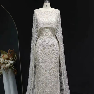 Robe de soirée sirène de qualité supérieure, inspirée des coquillages, avec broderie de perles, manches longues, prix de gros direct fabricant - Product Image 1