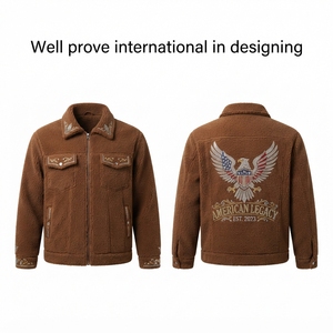 Mens 450GSM <b>Sherpa</b> Jacket Premium Digital Printing <b>Fleece</b> Full Zip Autumn Outerwear with Custom Logo 100% Wool Breathable Casual - Product Image 2