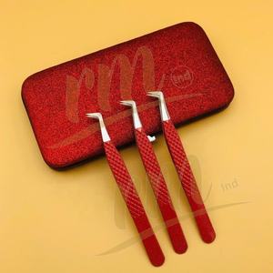 Pinzas de extensión de punta de plata para mujer, juego de pinzas de color rojo, de lujo, profesional, personalizado, Etiqueta Privada - Product Image 3