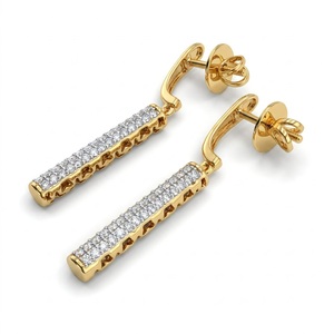 Pendientes de Oro Amarillo de 14 Quilates con Diamantes Cultivados en Laboratorio de 1.08 Quilates, Certificados por IGI, Modelo Barra Colgante - Product Image 2
