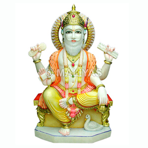 Ídolo de Mármol del Dios Vishwakarma |   Murti de Vishwakarma Bhagwan Hecho a Mano para Templo – Maliyas - Product Image 1