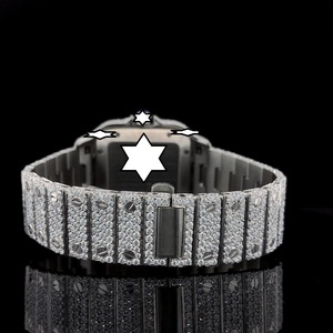 Reloj de Hombre Automático Mecánico de Acero Inoxidable con Esfera con Diseño de Bandera Estadounidense, Números Romanos, Caja Cuadrada de 41 mm, Lujoso con Moissanita - Product Image 5