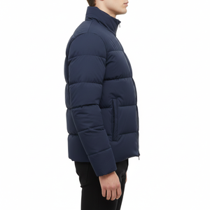 Veste matelassée décontractée personnalisée à fermeture éclair, couleur unie, imperméable, à capuche, pour homme, protection contre le froid, approvisionnement en gros OEM - Product Image 3