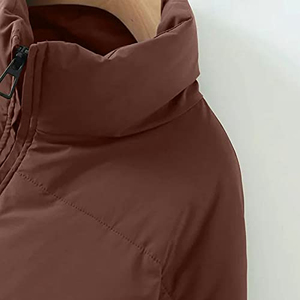Chaqueta Acolchada Blanca para Mujer, Impermeable, Gruesa, con Capucha, Cierre de Cremallera, Capucha Desmontable, Poliéster - Product Image 2