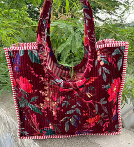 Designer Printed Velvet Quilted Shoulder Bag Stylish Evening <b>Purse</b> with Premium Finish - Product Image 5