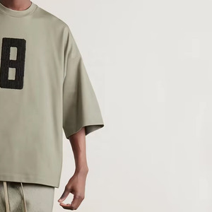 T-shirts pour hommes en coton 100% de haute qualité, surdimensionnés, avec broderie personnalisée, vente en gros - Product Image 3