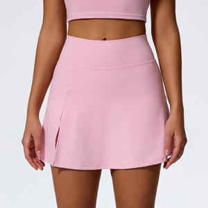 Jupe-short de tennis respirante marron pour homme 2025 avec doublure intégrée, personnalisable avec nom d'équipe, pour adulte, tenue de court tendance, ajustable à l'avant - Product Image 3