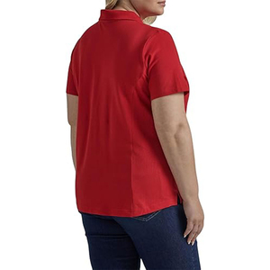 Polo pour femme bleu marine à manches courtes, couleur unie, tissu Oxford décontracté, longueur normale, grande taille - Product Image 5
