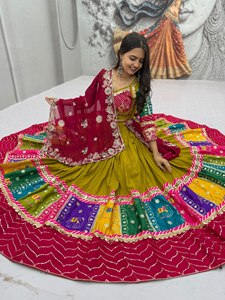 Embroidered Indian Pakistani Lehenga Set Velvet Blouse <b>Net</b> <b>Dupatta</b> Elephant Pattern Wedding Festival Wear - Product Image 4