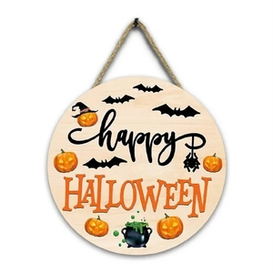Panneaux suspendus en bois rustique peints à la main en forme de citrouille, décorations vintage d'Halloween pour couronnes et arbres, ornement décoratif en bois - Product Image 5