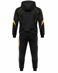 Sudadera con capucha de forro polar transpirable con logotipo personalizado para hombre, conjunto deportivo con diseño de paneles personalizados, chándal para correr y fitness para hombre - Product Image 2