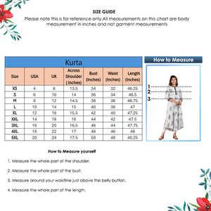 Kurta Anarkali Blanca de Rayón para Mujer, con Estampado Floral Tie Dye, Cuello con Lazos, Mangas Tres Cuartos, Secado Rápido, Estilo Étnico Global Informal para Verano - Product Image 6