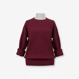 Pulls 100% Acrylique Anti-Plis Col Rond Standard Couleur Unie Tricot Câblé Vietnam - Product Image 4