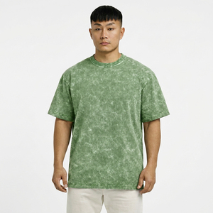 T-shirts à manches courtes pour hommes, marque privée OEM, 100% coton, coupe oversize, effet vintage, délavé à l'acide, impression personnalisée, faible MOQ, fabricant - Product Image 1