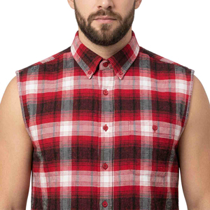 Chemise sans manches à carreaux en flanelle pour homme, rouge, noir, blanc, col boutonné, décontractée, respirante, en coton, haut à carreaux - Product Image 5