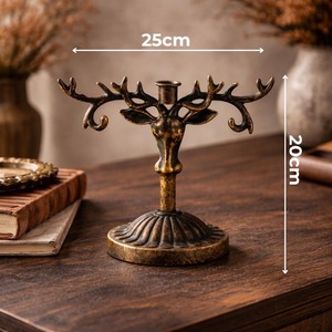 Ensemble de bougeoirs en métal durable au design bois de cerf, couleur ambre doux, pour la décoration intérieure - Product Image 4