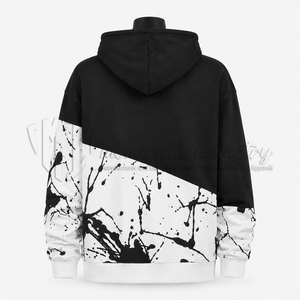 Custom <b>Men</b>’s Oversized Hoodie Graffiti Print <b>Black</b> White Pullover <b>Sweatshirt</b> Streetwear Clothing Wholesale - Product Image 2