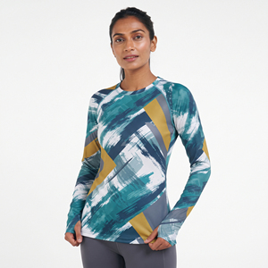 <b>Women's</b> Long Sleeve Rash Guard Crew Neck Sublimation <b>Swim</b> Beach <b>Shirt</b> 100% Polyester Quick Dry Compression <b>Shirts</b> Ladies - Product Image 4
