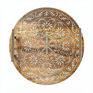 Plateau de service décoratif pour bureau, café et thé, finition brossée, qualité domestique, écologique, durable, bonne qualité - Product Image 3